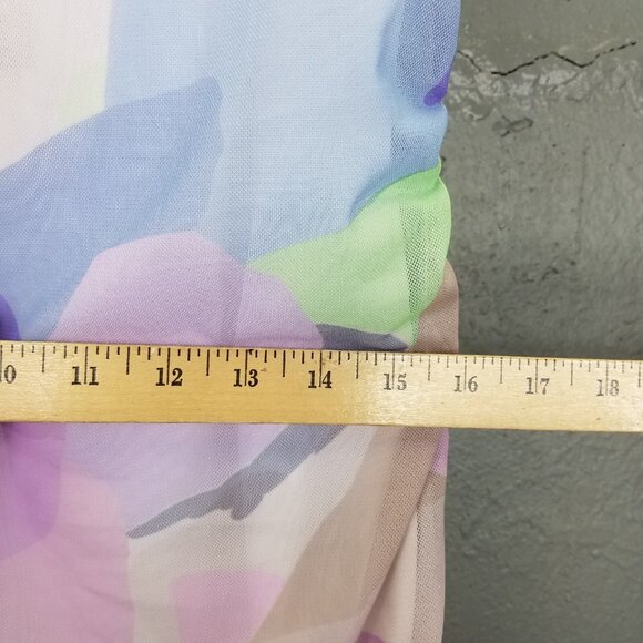 Nasty Gal Bodycon Dress 2 XS Mini Mesh Abstract Pastel Print Strappy Stretch NEW - Picture 16 of 16